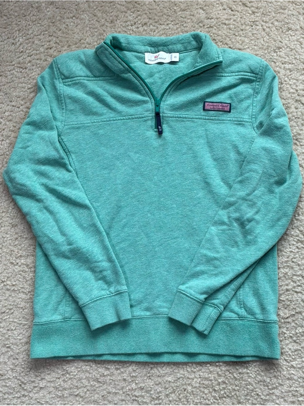 Vineyard Vines Teal Quarter-Zip Sweater